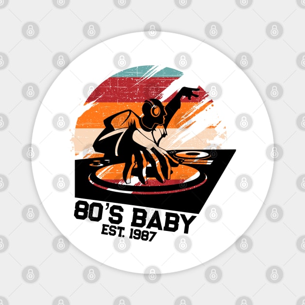 80's Baby Retro Music DJ Gift Magnet by TheAparrelPub